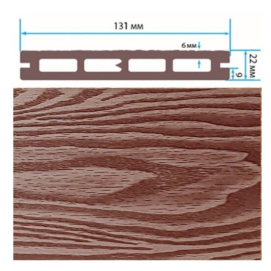 Террасная доска Terrapol Смарт 3D Пустотелая с пазом Орех Милано